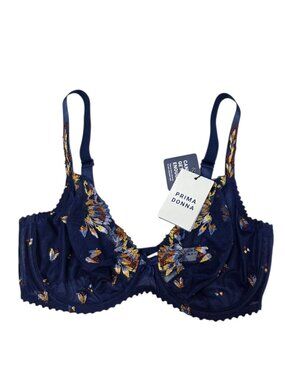 Prima Donna Summer Lace Unlined Embroidered Full Cup Bra, Blue, 34E